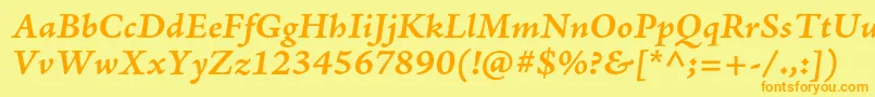 AjensonproBolditcapt Font – Orange Fonts on Yellow Background
