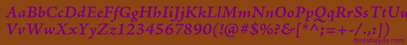 AjensonproBolditcapt Font – Purple Fonts on Brown Background