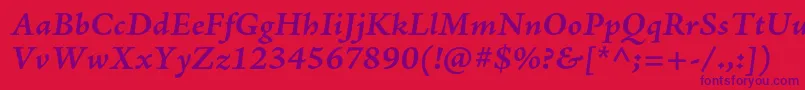 AjensonproBolditcapt Font – Purple Fonts on Red Background