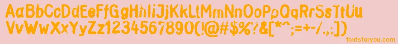 Inkbleed-Schriftart – Orangefarbene Schriften auf rosa Hintergrund