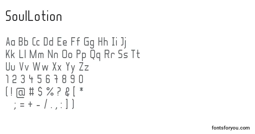 Schriftart SoulLotion – Alphabet, Zahlen, spezielle Symbole