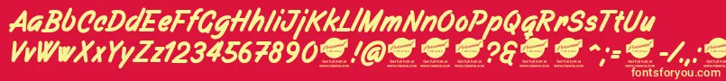 Filbertbrushdemo Font – Yellow Fonts on Red Background