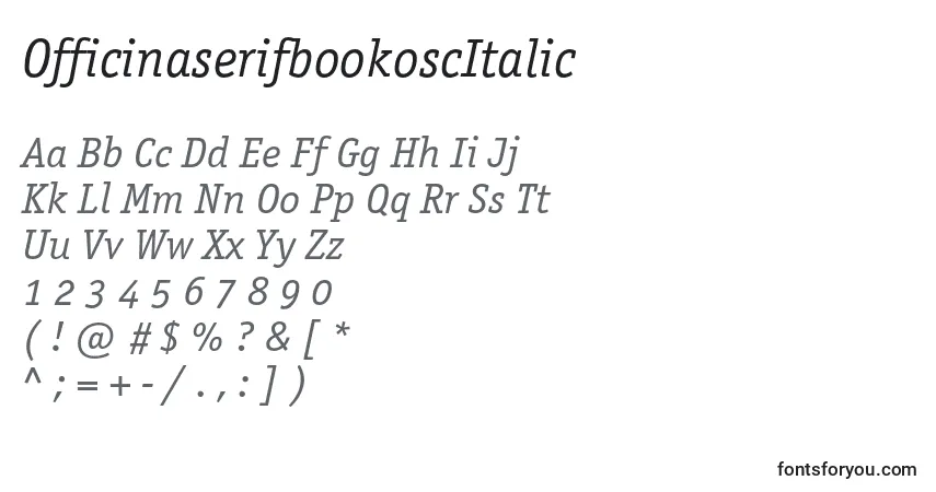Fuente OfficinaserifbookoscItalic - alfabeto, números, caracteres especiales