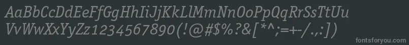 Czcionka OfficinaserifbookoscItalic – szare czcionki na czarnym tle