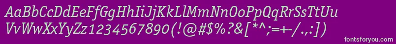 OfficinaserifbookoscItalic Font – Green Fonts on Purple Background