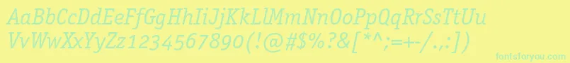 Подробнее о шрифте OfficinaserifbookoscItalic Шрифт OfficinaserifbookoscItalic – зелёные шрифты на жёлтом фоне