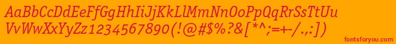 OfficinaserifbookoscItalic Font – Red Fonts on Orange Background