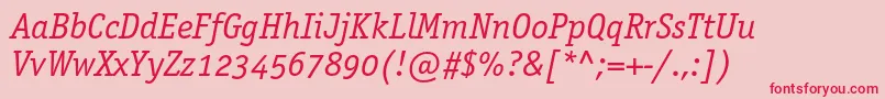 フォントOfficinaserifbookoscItalic – ピンクの背景に赤い文字