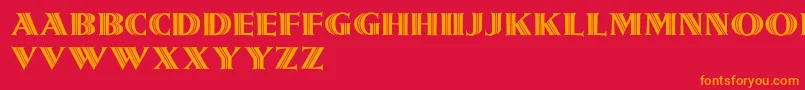 Girnalmond-Schriftart – Orangefarbene Schriften auf rotem Hintergrund