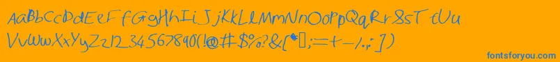 Shaunhand-Schriftart – Blaue Schriften auf orangefarbenem Hintergrund