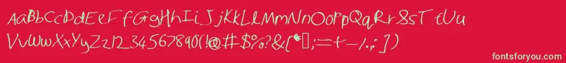Shaunhand Font – Green Fonts on Red Background