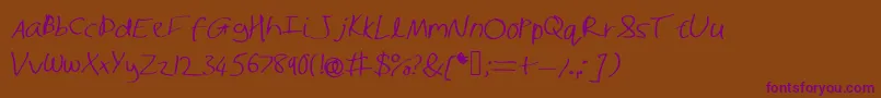 Shaunhand Font – Purple Fonts on Brown Background
