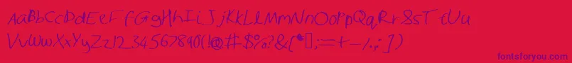 Shaunhand Font – Purple Fonts on Red Background