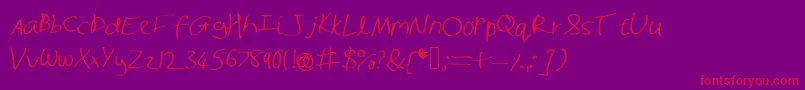 Shaunhand-Schriftart – Rote Schriften auf violettem Hintergrund