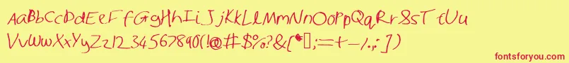 Shaunhand-Schriftart – Rote Schriften auf gelbem Hintergrund