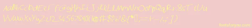 Shaunhand Font – Yellow Fonts on Pink Background