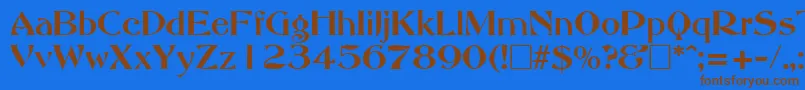 フォントAbbeyOldStyleSf – 茶色の文字が青い背景にあります。