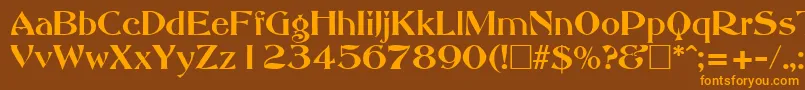 フォントAbbeyOldStyleSf – オレンジ色の文字が茶色の背景にあります。