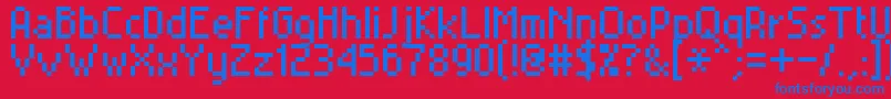 Miniset2 Font – Blue Fonts on Red Background