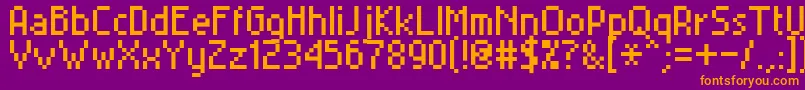 Fonte Miniset2 – fontes laranjas em um fundo violeta