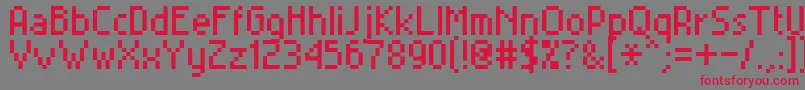フォントMiniset2 – 赤い文字の灰色の背景