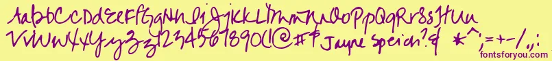 Jayne Font – Purple Fonts on Yellow Background