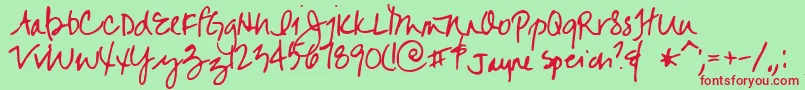 Jayne Font – Red Fonts on Green Background