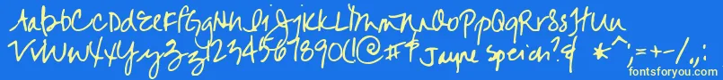 Jayne-Schriftart – Gelbe Schriften auf blauem Hintergrund