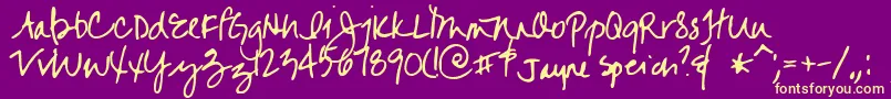Jayne Font – Yellow Fonts on Purple Background