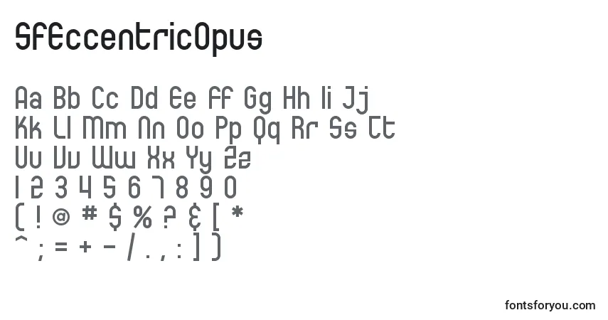 Шрифт SfEccentricOpus – алфавит, цифры, специальные символы