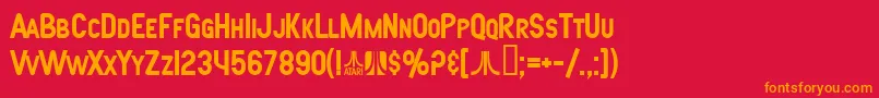 フォントSfAtarianSystemBold – 赤い背景にオレンジの文字