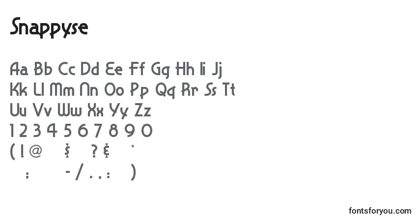 Czcionka Snappyse – alfabet, cyfry, specjalne znaki
