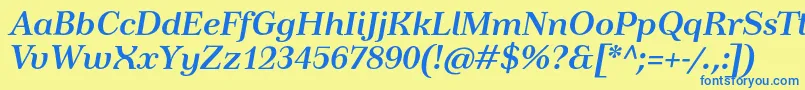 TusardecoBolditalic Font – Blue Fonts on Yellow Background