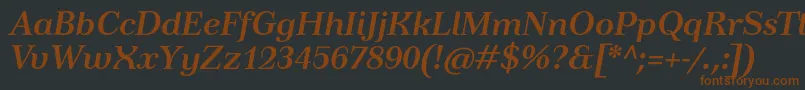 TusardecoBolditalic-Schriftart – Braune Schriften auf schwarzem Hintergrund