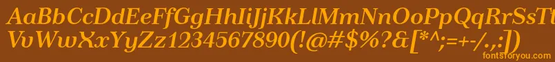 TusardecoBolditalic Font – Orange Fonts on Brown Background