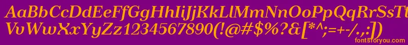 TusardecoBolditalic Font – Orange Fonts on Purple Background