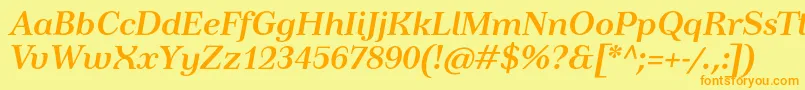 TusardecoBolditalic Font – Orange Fonts on Yellow Background