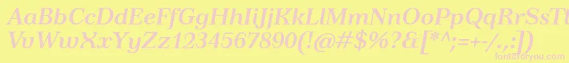 TusardecoBolditalic Font – Pink Fonts on Yellow Background