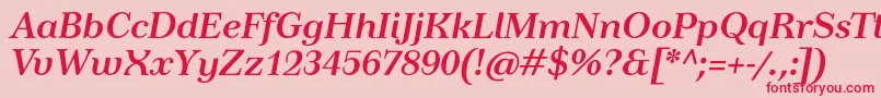 TusardecoBolditalic Font – Red Fonts on Pink Background