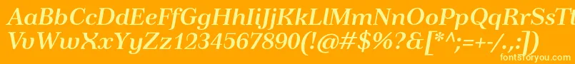TusardecoBolditalic Font – Yellow Fonts on Orange Background