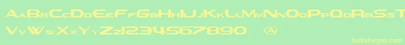 フォントSevilAliasEsraLite – 黄色の文字が緑の背景にあります