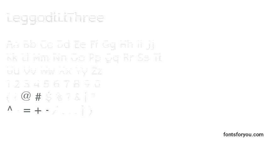 A fonte LeggodtLtThree – alfabeto, números, caracteres especiais