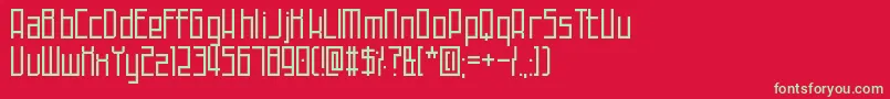 フォントTechnoAtDusk – 赤い背景に緑の文字