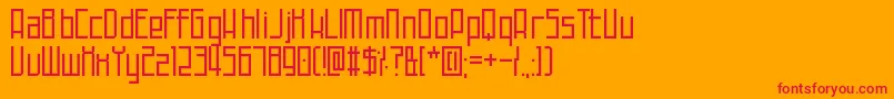 TechnoAtDusk-Schriftart – Rote Schriften auf orangefarbenem Hintergrund