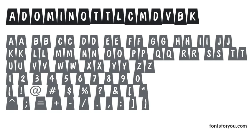 A fonte ADominottlcmdvbk – alfabeto, números, caracteres especiais