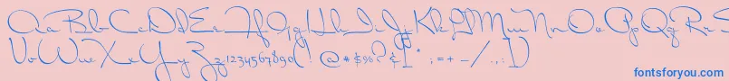 DrCarbfred-Schriftart – Blaue Schriften auf rosa Hintergrund