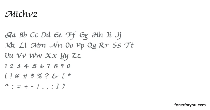 Czcionka Michv2 – alfabet, cyfry, specjalne znaki