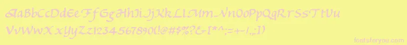 Michv2-fontti – vaaleanpunaiset fontit keltaisella taustalla