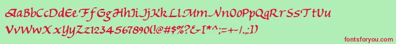 Michv2-fontti – punaiset fontit vihreällä taustalla
