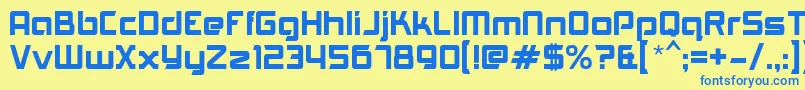 フォントAkashiRegular – 青い文字が黄色の背景にあります。